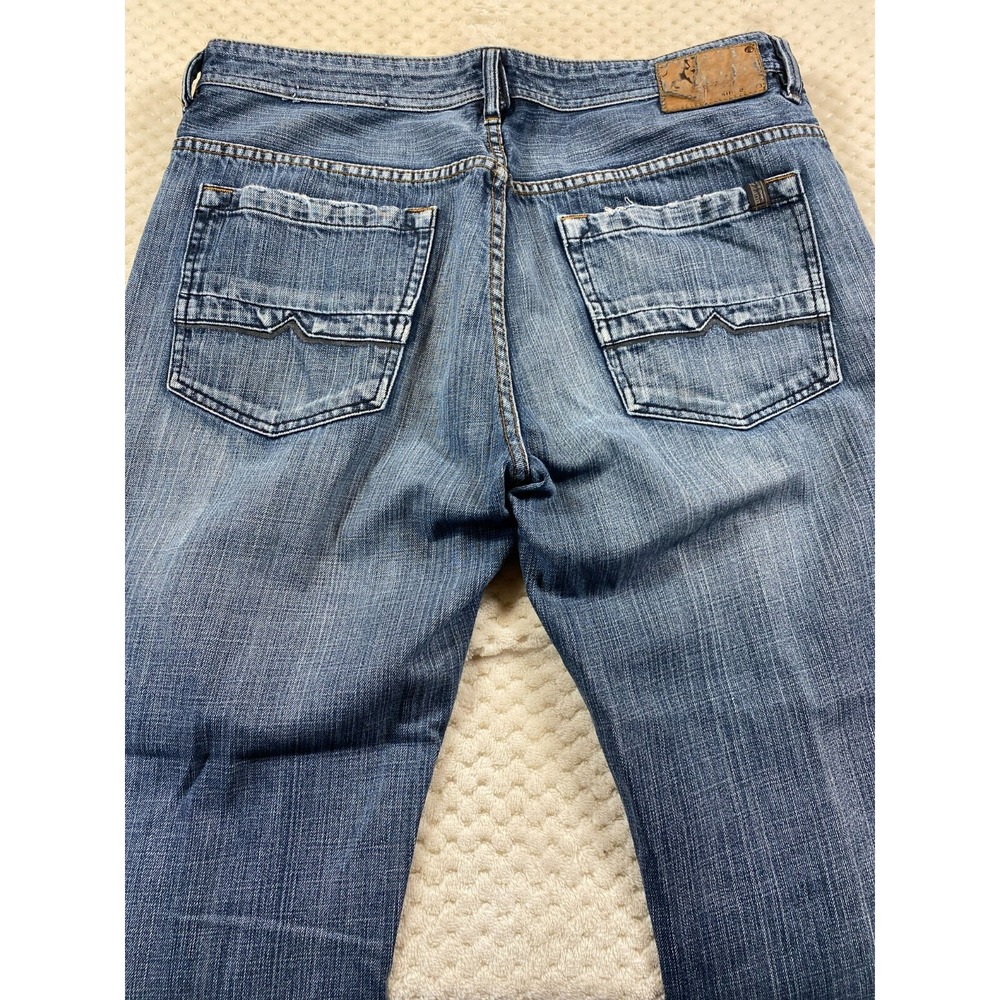 Buffalo David Bitton Ruffer Jeans Mens 36x30 Blue Distressed Straight Leg Denim